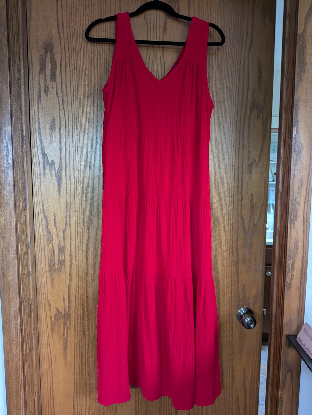 Quince 100% Organic Cotton Tiered Maxi Dress - Wild Cherry - Picture 2 of 5